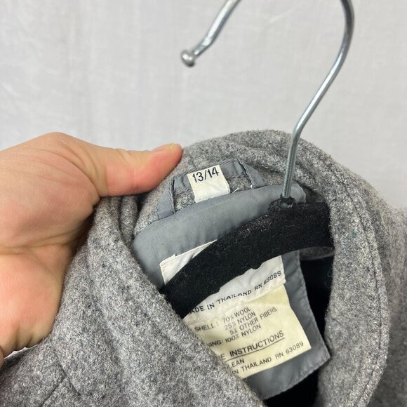 Vintage Elco Wool Blend Mid Length Coat Womens L - XL Button Up Puff Sleeve 90s - Picture 10 of 12